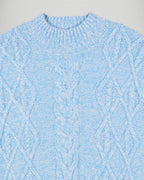 Jersey de cuello alto trenzado - Fairytale Blue - Mujer