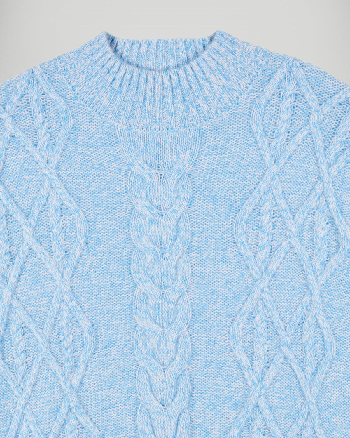 Jersey de cuello alto trenzado - Fairytale Blue - Mujer