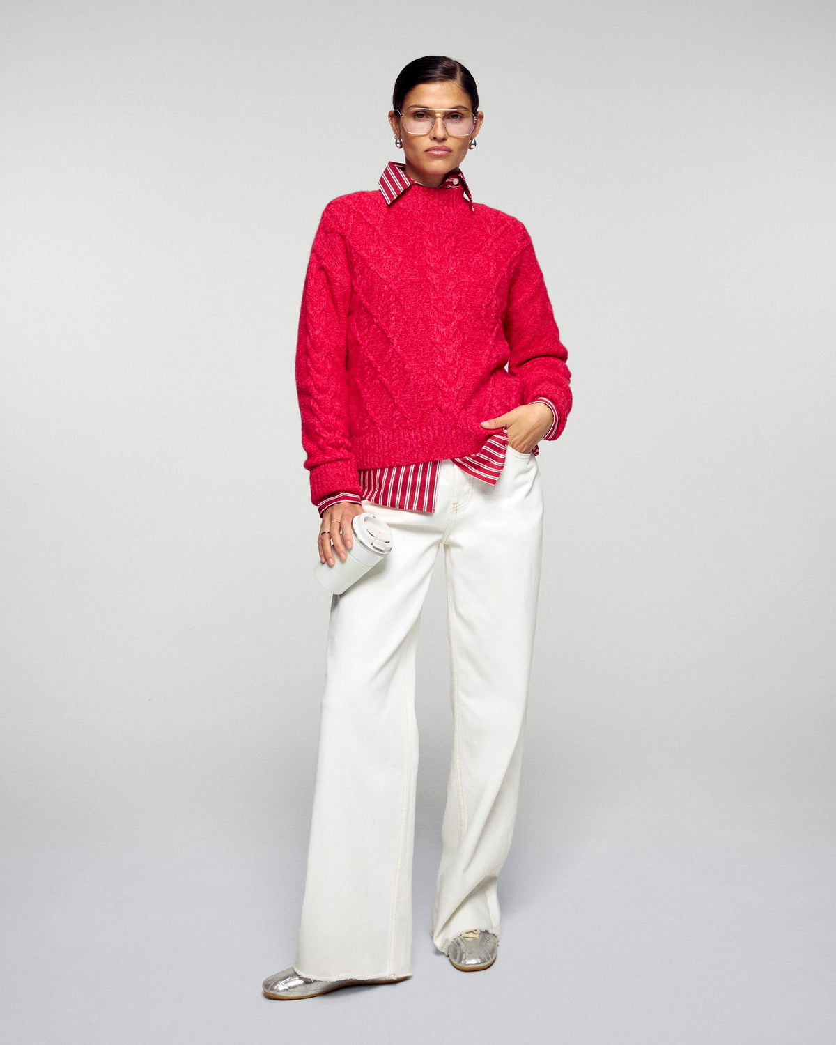 Jersey de cuello alto trenzado - Scarlett Passion Mouliné - Mujer