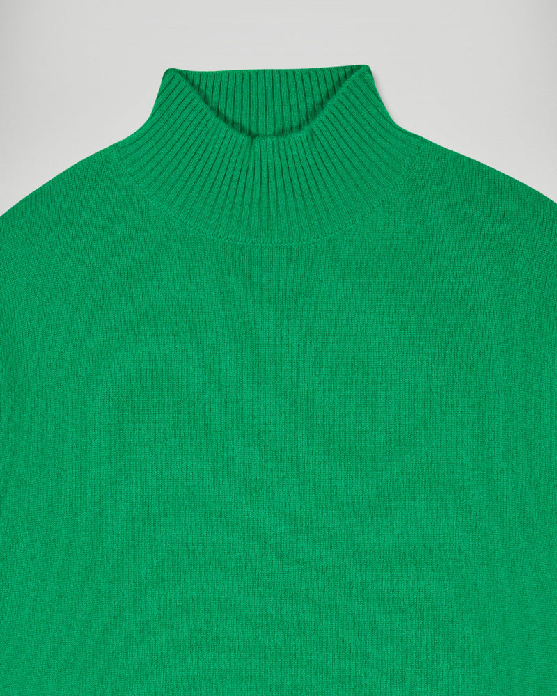 Pull Col Montant Bande Manche Contrastée - Wild Green - Femme