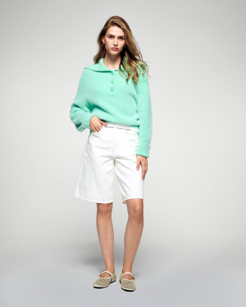 Pull Col Polo - Snowy Green - Femme