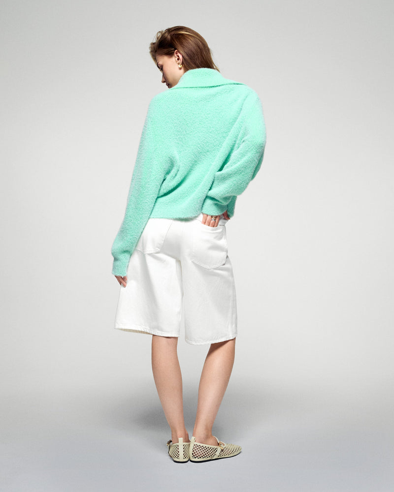 Pull Col Polo - Snowy Green - Femme