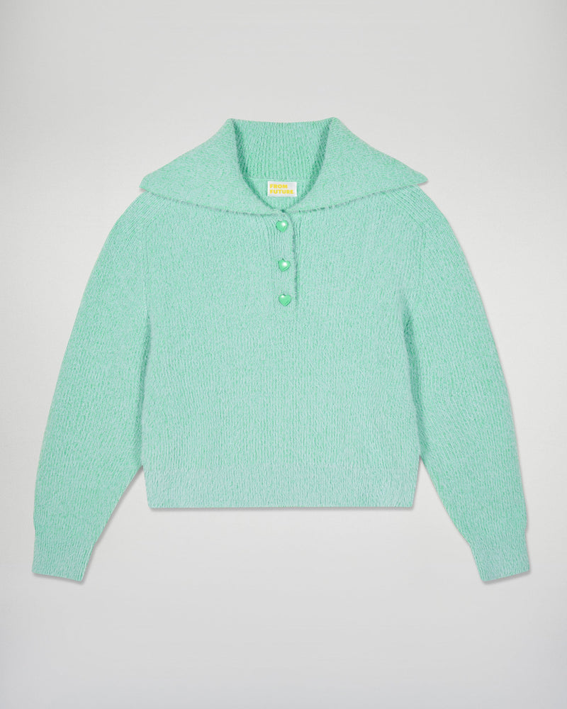 Pull Col Polo - Snowy Green - Femme