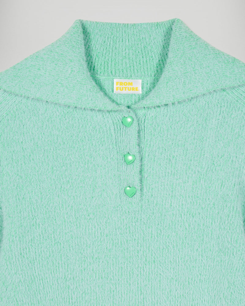Pull Col Polo - Snowy Green - Femme