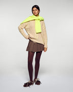 Pull Col Rond À Torsades Bicolores - Beige Chiné - Femme