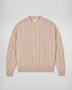 Pull Col Rond À Torsades Bicolores - Beige Chiné - Femme