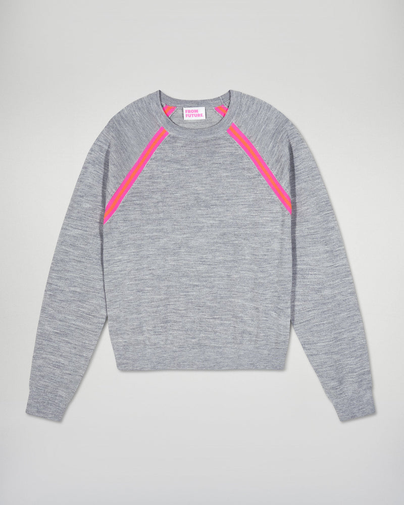 Pull Col Rond - Gris Chiné Foncé - Femme