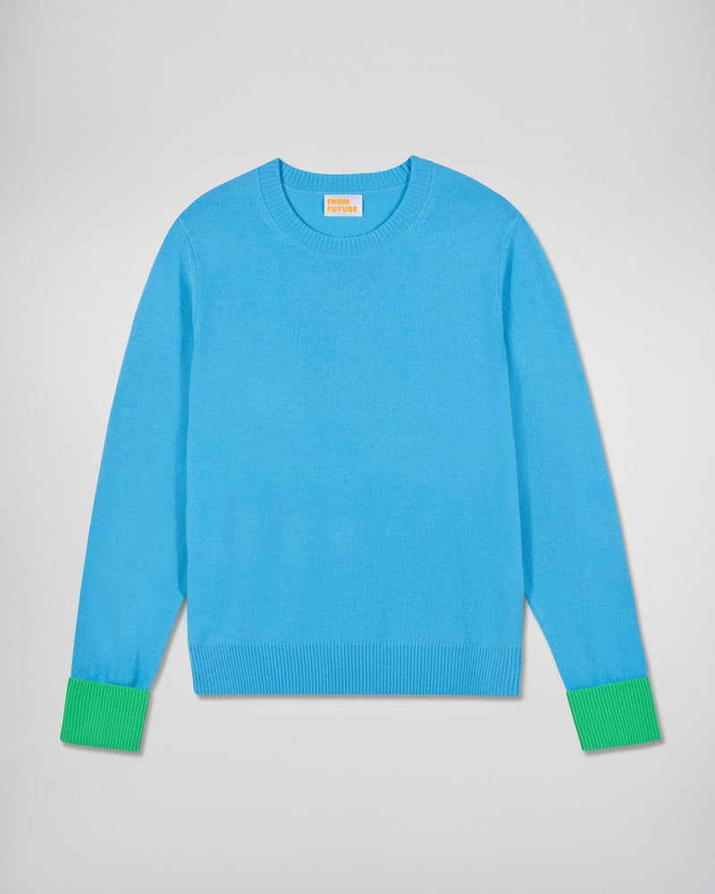 Round Neck Sweater - Candy Blue - Women