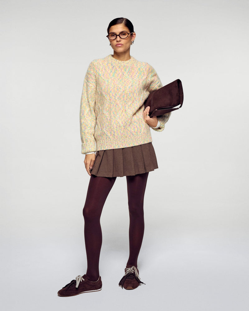 Pull Col Rond À Torsades - Multico - Femme