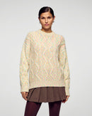 Pull Col Rond À Torsades - Multico - Femme