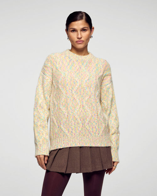 Pull Col Rond À Torsades - Multico - Femme