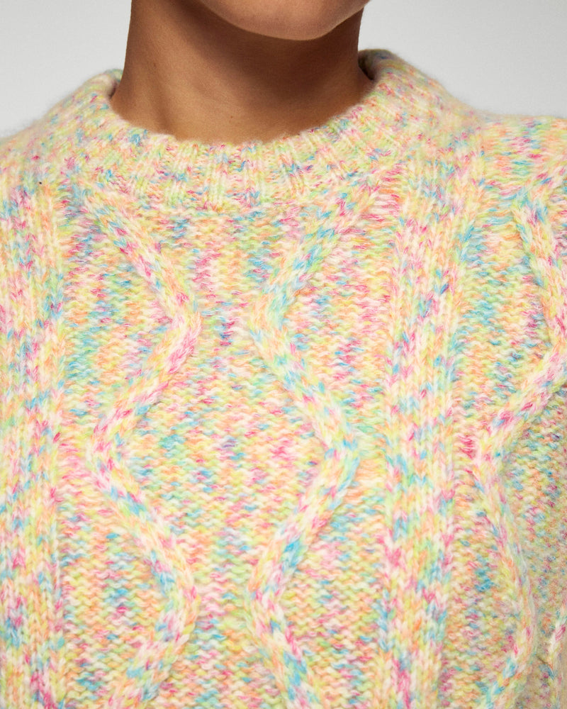 Pull Col Rond À Torsades - Multico - Femme