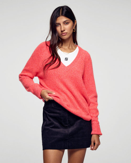 Pull Col V Oversize - Electric Sunset - Femme