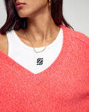 Pull Col V Oversize - Electric Sunset - Femme