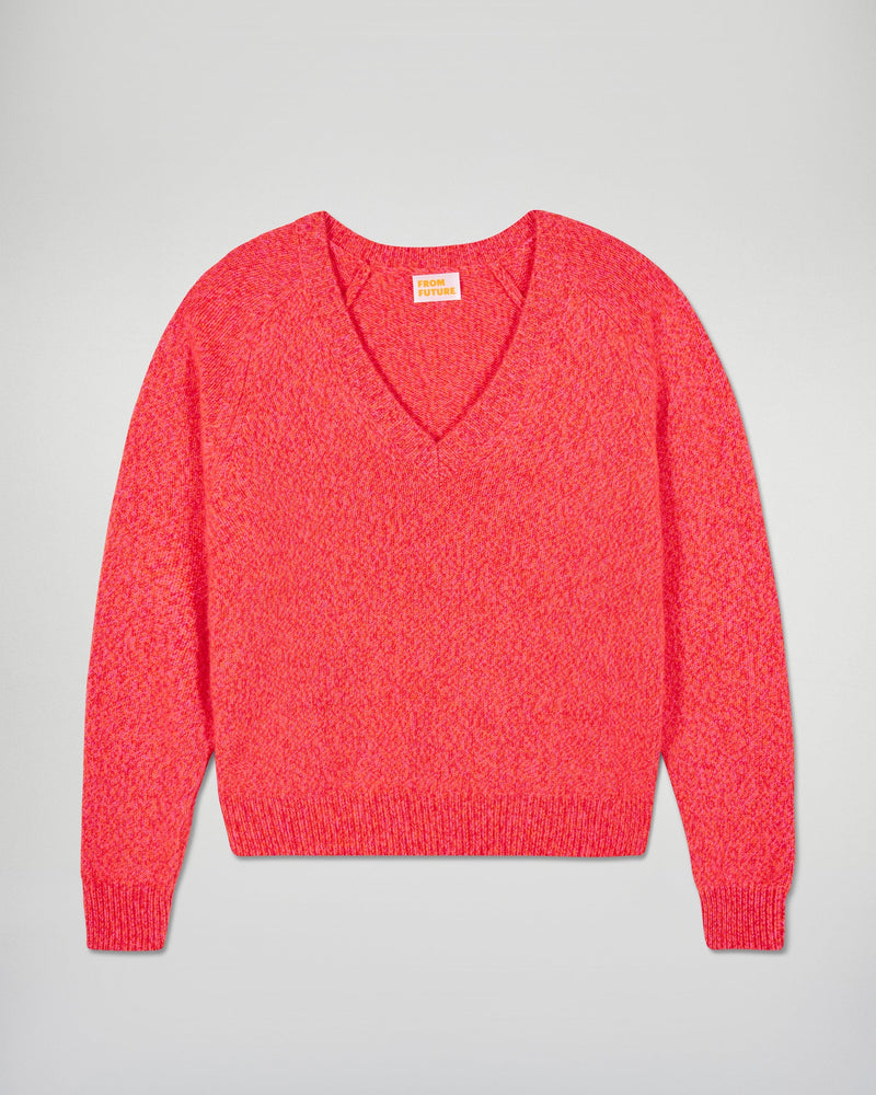 Pull Col V Oversize - Electric Sunset - Femme