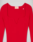 Robe Manches Longues Décolleté Cœur- Hot Red - Femme