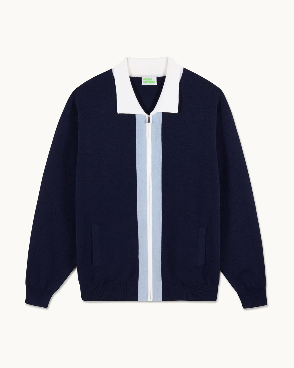 Pull Gilet Bandes Tricolores - Navy - Homme
