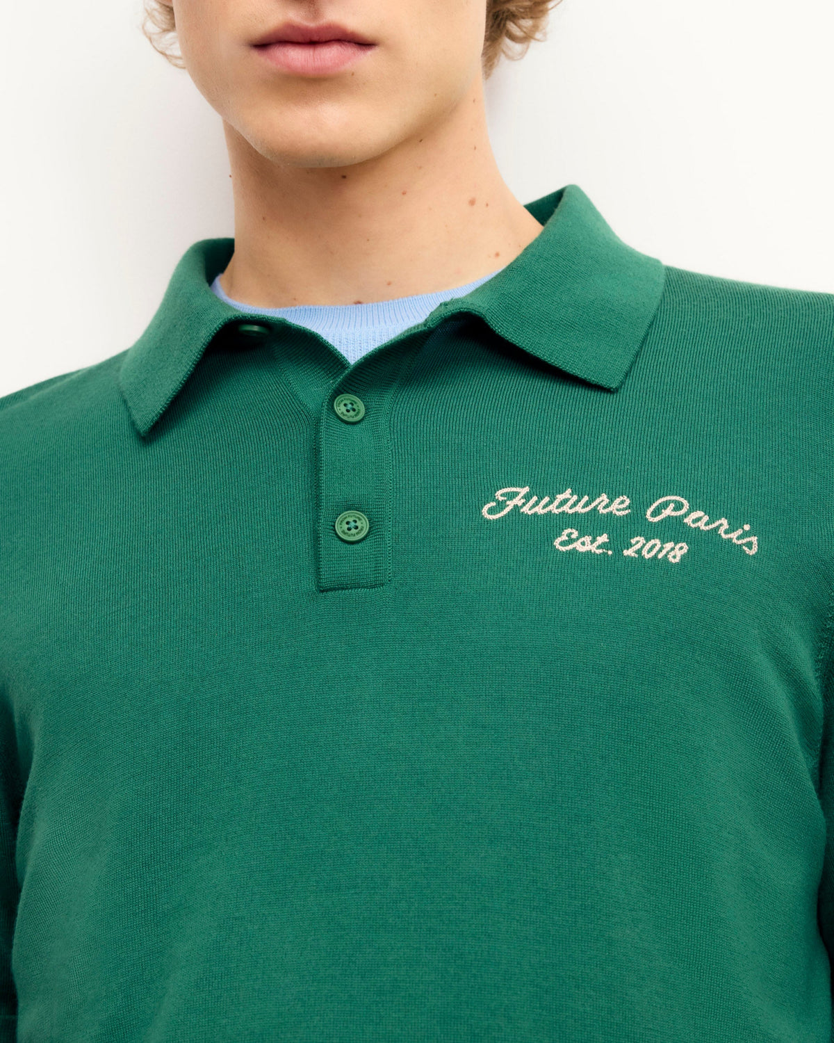 Pull Col Polo Future Paris - Ocean Green - Homme