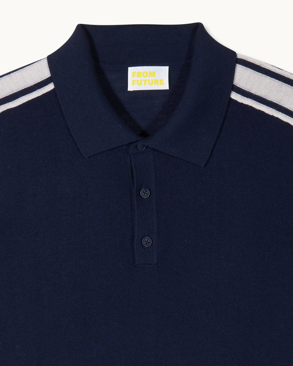 Pull Col Polo Bandes - Navy - Homme