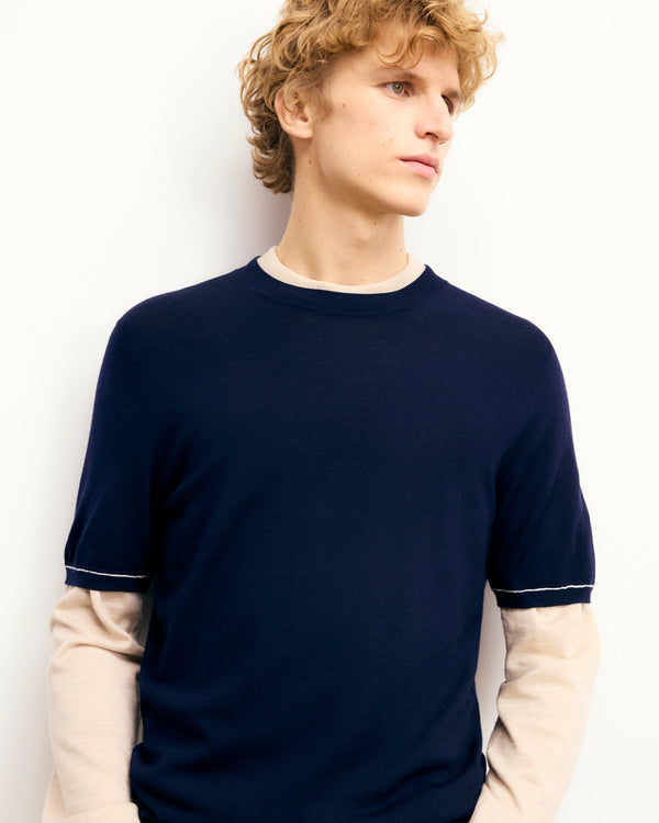 Maglione Girocollo con Profili - Navy - Uomo