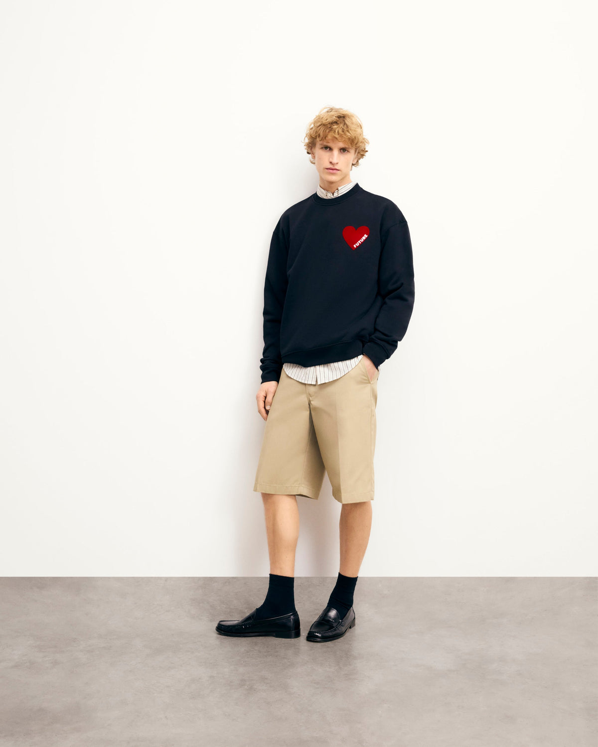 Sweatshirt Col Rond Cœur - Noir - Homme