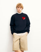 Sweatshirt Col Rond Cœur - Noir - Homme