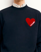 Sweatshirt Col Rond Cœur - Noir - Homme