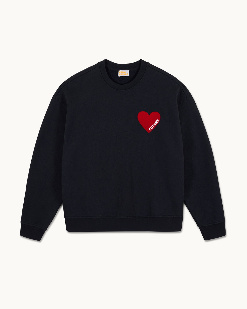 Sweatshirt Col Rond Cœur - Noir - Homme