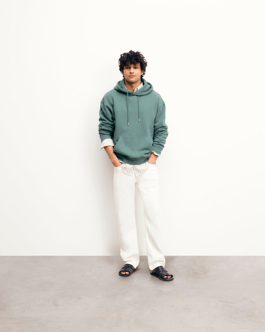 Sweatshirt Hoodie - Washed Green - Homme