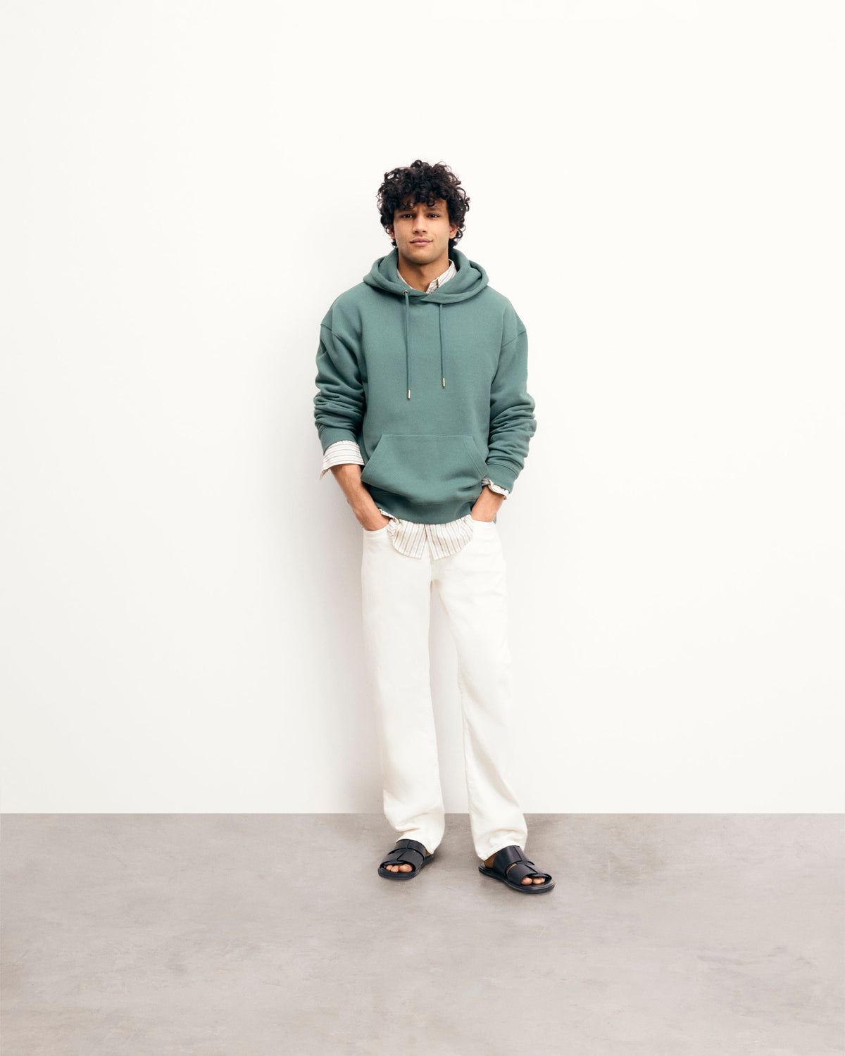 Sweatshirt Hoodie - Washed Green - Homme