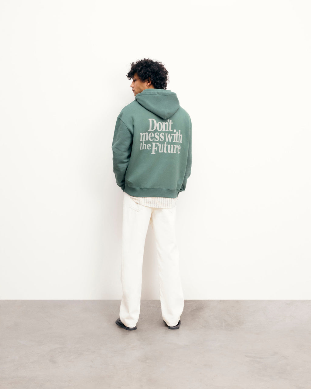 Sweatshirt Hoodie - Washed Green - Homme