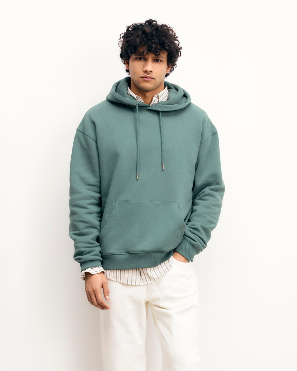 Sweatshirt Hoodie - Washed Green - Homme