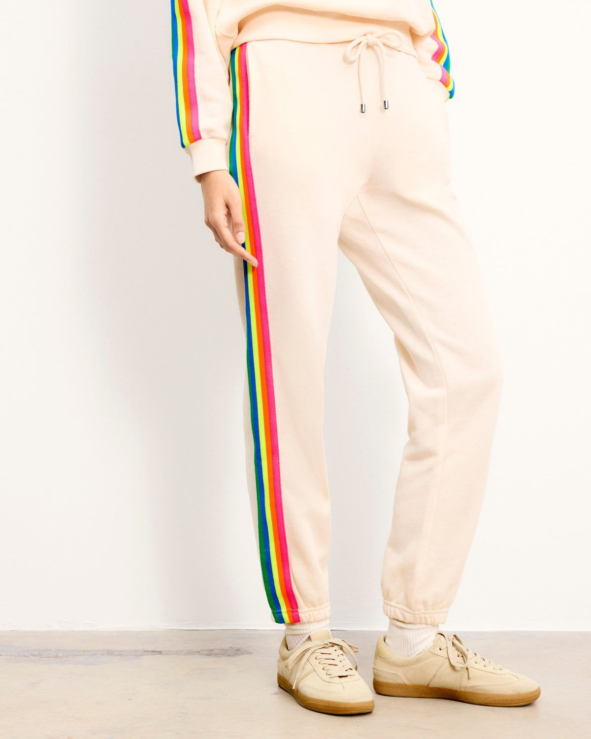 Jogging Droit Bandes Multicolores - Sable - Femme