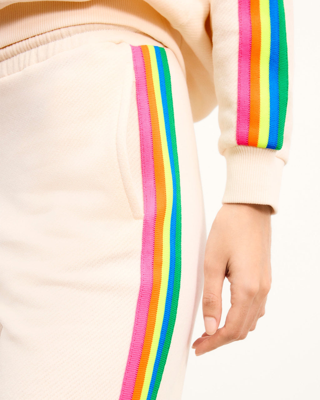 Jogging Droit Bandes Multicolores - Sable - Femme