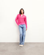 Maglione Collo con Zip Filati Bicolori - Passion Red - Donna