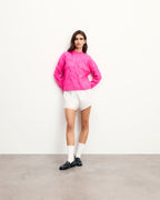 Jersey de cuello alto con trenzas y strass - Passion Pink - Mujer