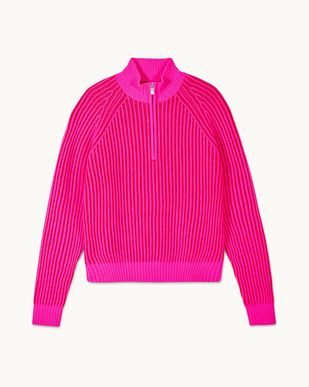 Maglione Collo con Zip Filati Bicolori - Passion Red - Donna