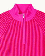 Maglione Collo con Zip Filati Bicolori - Passion Red - Donna