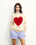 Pull Col Rond Cœur Broderie Future - Ecru - Femme