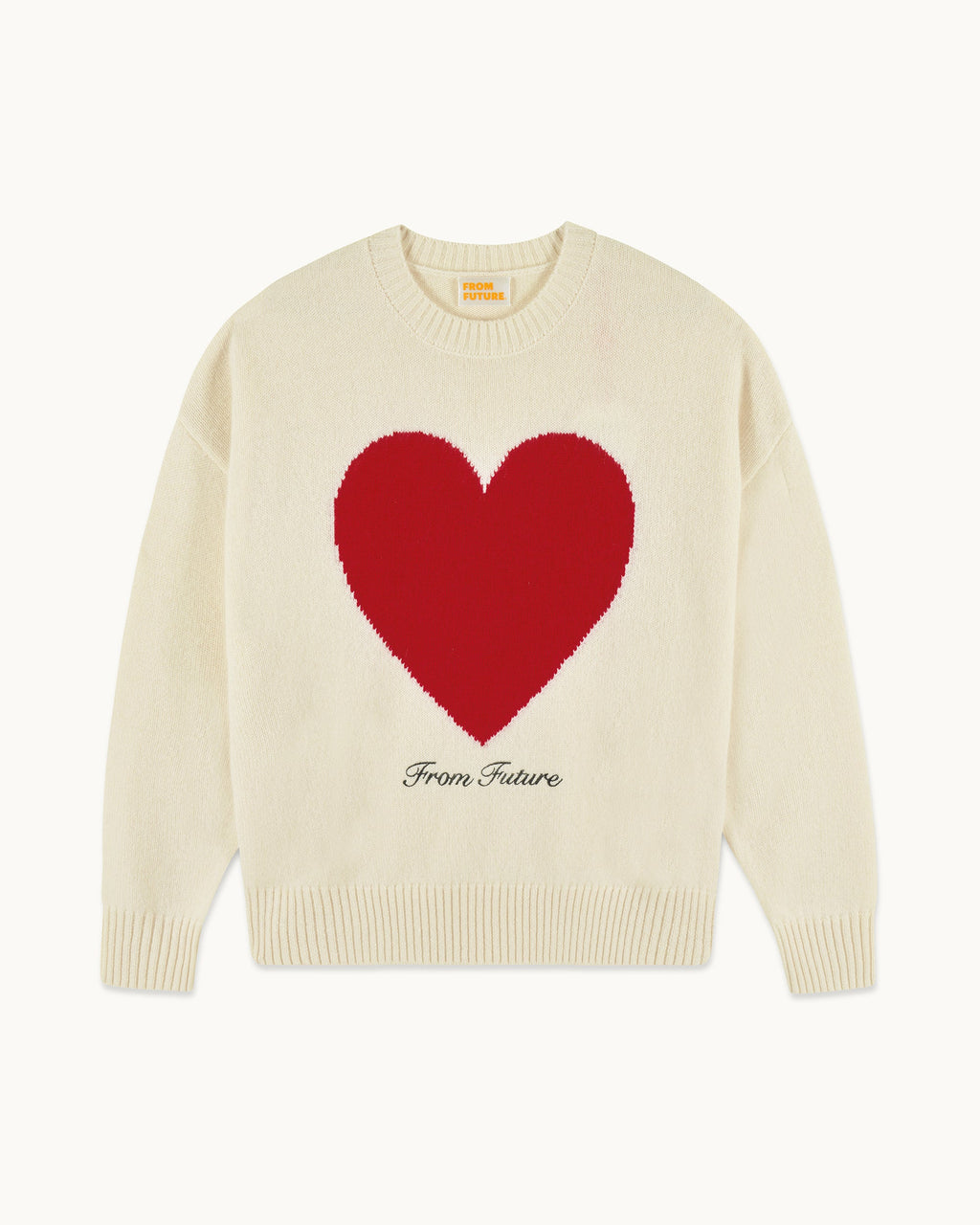 Pull Col Rond Cœur Broderie Future - Ecru - Femme