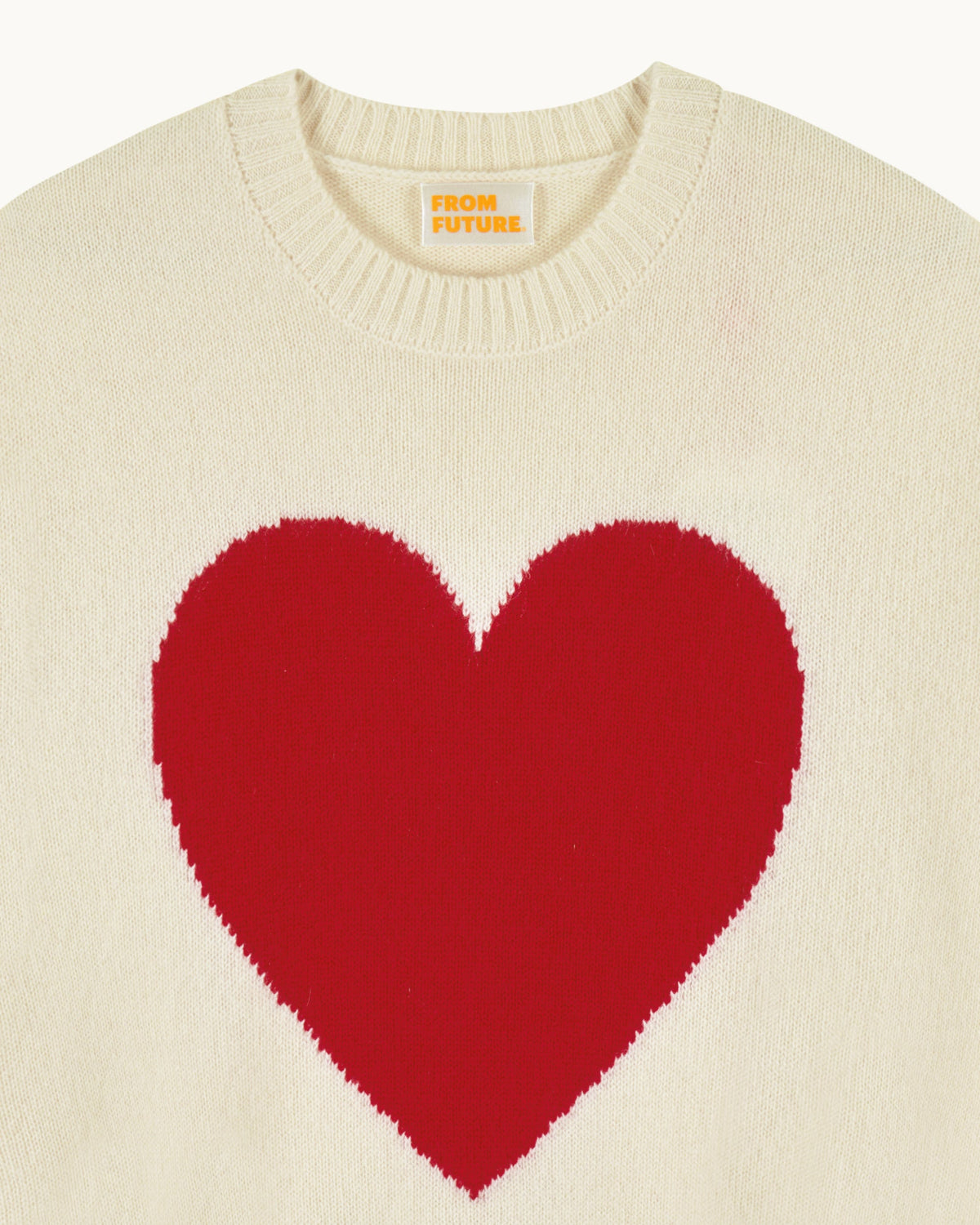 Pull Col Rond Cœur Broderie Future - Ecru - Femme