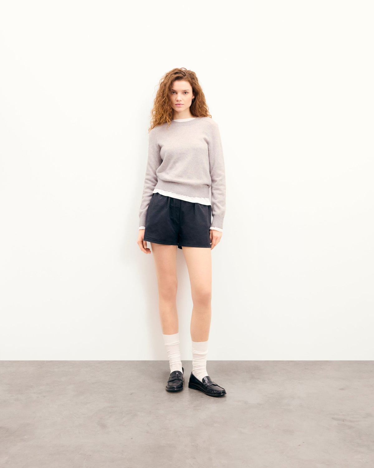 Pull Col Rond Cœurs - Gris Chiné Clair - Femme
