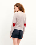 Pull Col Rond Cœurs - Gris Chiné Clair - Femme