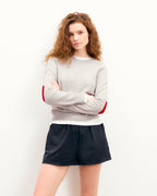 Pull Col Rond Cœurs - Gris Chiné Clair - Femme