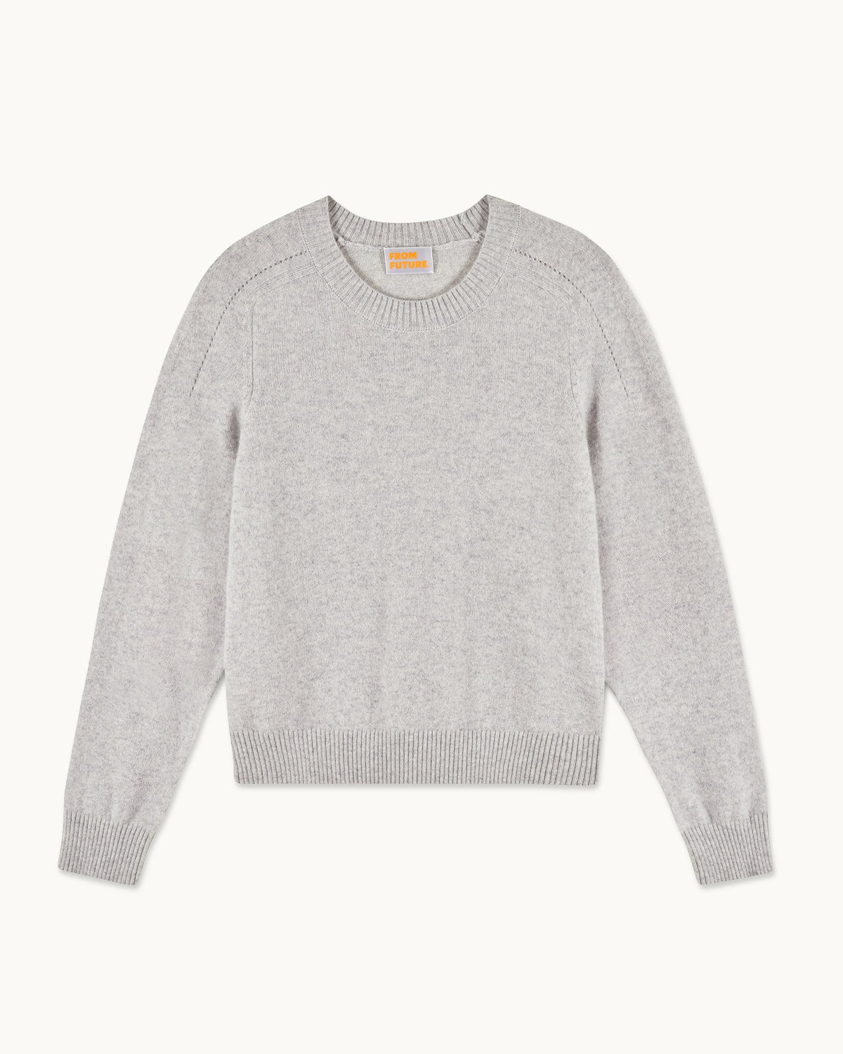Pull Col Rond Cœurs - Gris Chiné Clair - Femme