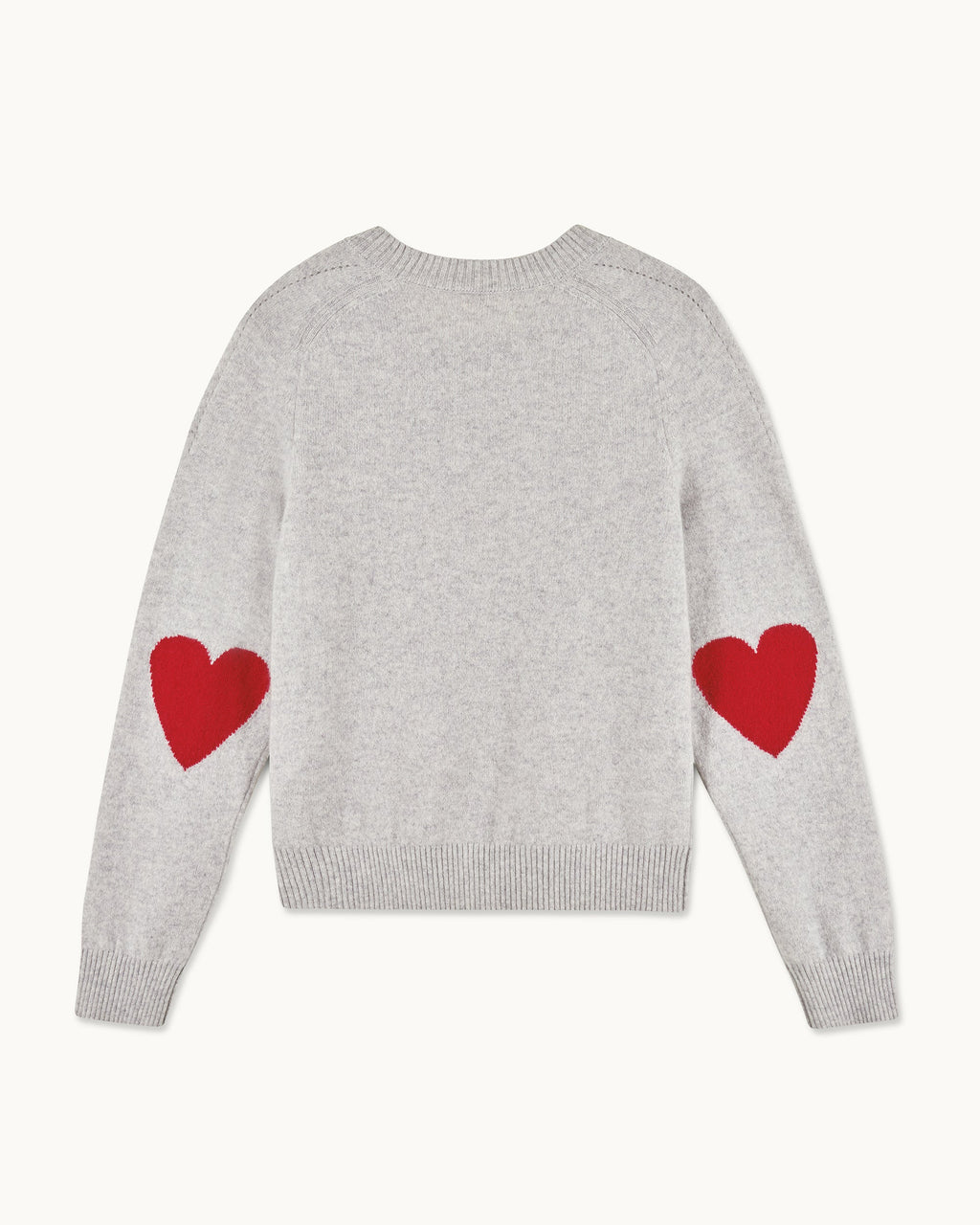 Pull Col Rond Cœurs - Gris Chiné Clair - Femme