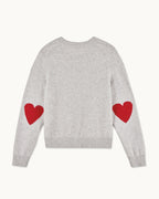 Pull Col Rond Cœurs - Gris Chiné Clair - Femme