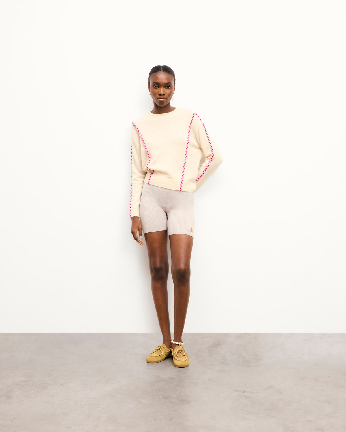 Pull Col Rond Tresses - Ecru - Femme