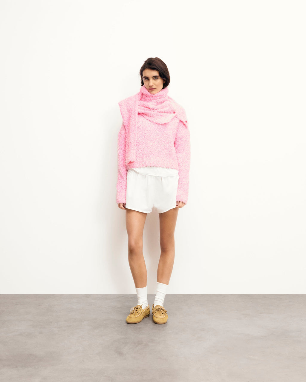 Maglione Girocollo Corto Filo Fantasia a Contrasto - Fantasy Pink - Donna