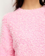 Maglione Girocollo Corto Filo Fantasia a Contrasto - Fantasy Pink - Donna